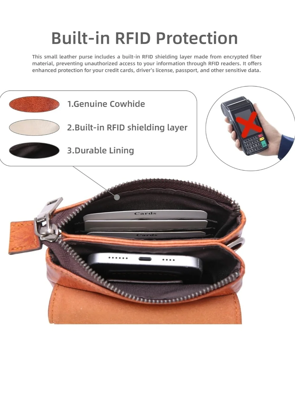 Brown Leather Crossbody Phone Pouch